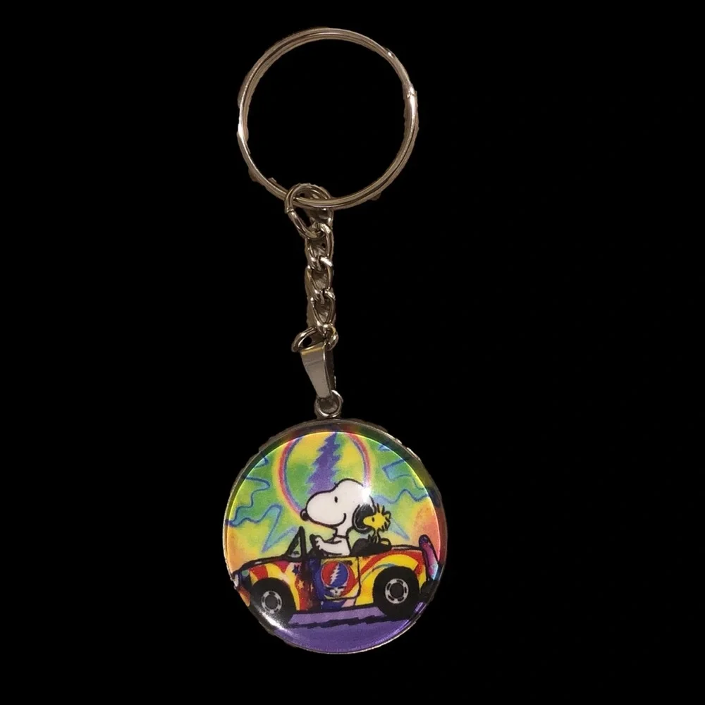 M GRATEFUL DEAD SNOOPY WOODSTOCK Custom Glass Cabochon Keychain BuyItWhenFound